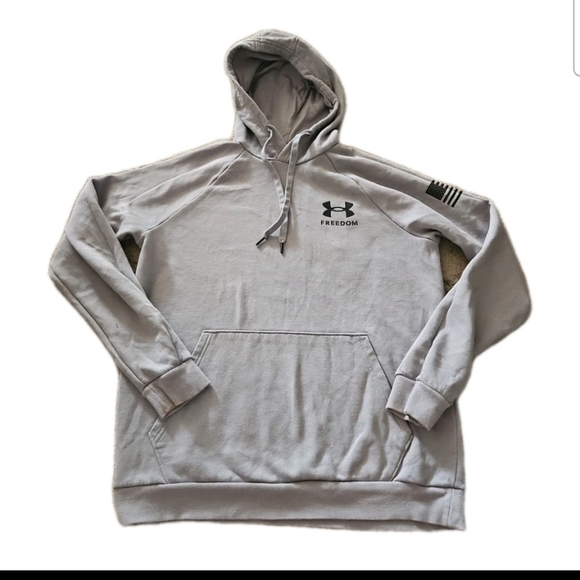 Under Armour Mens Freedom Flag Hoodie In Steel Medium Heather / Black M - Picture 3 of 13